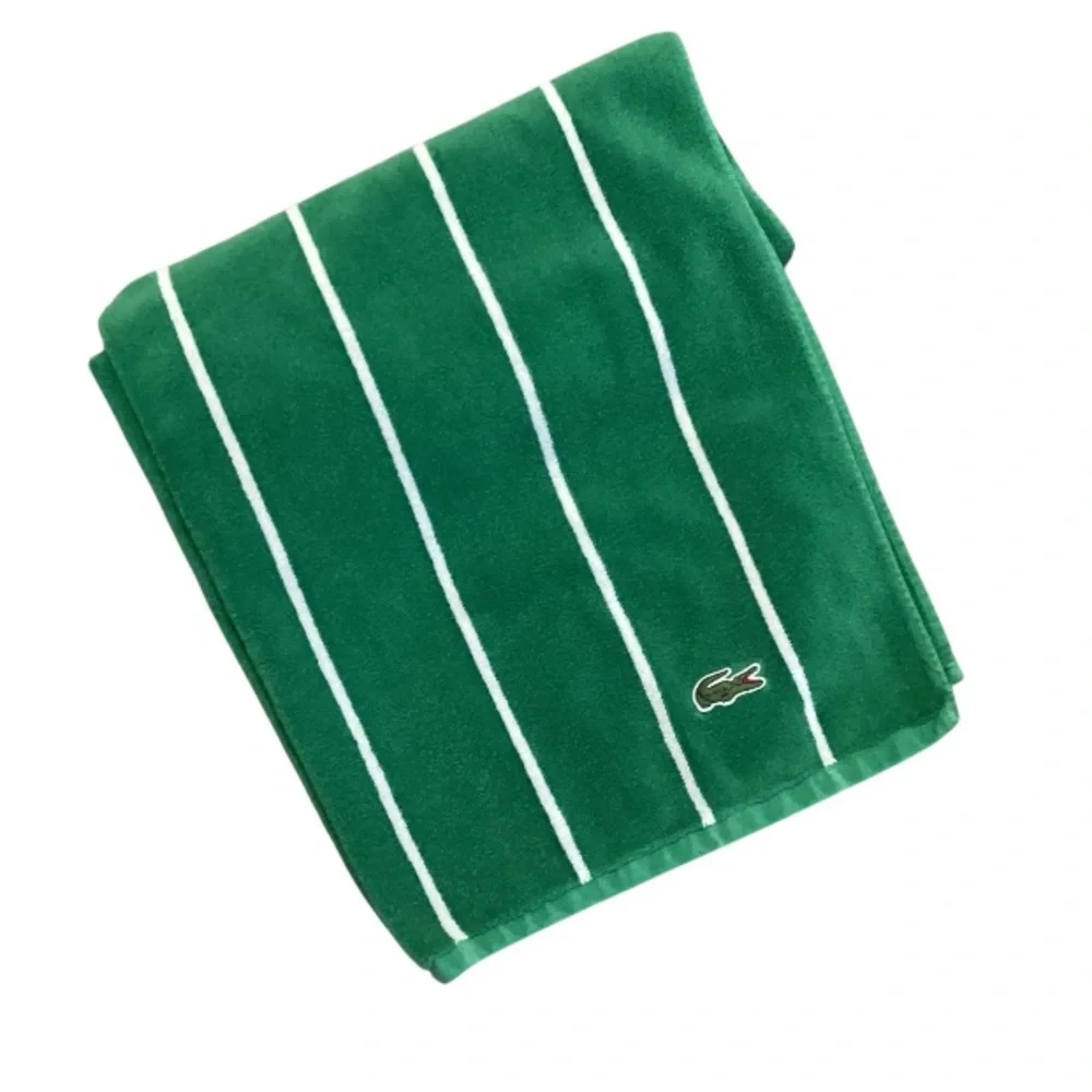 Lacoste Large Striped Bath Beach Towel with Logo